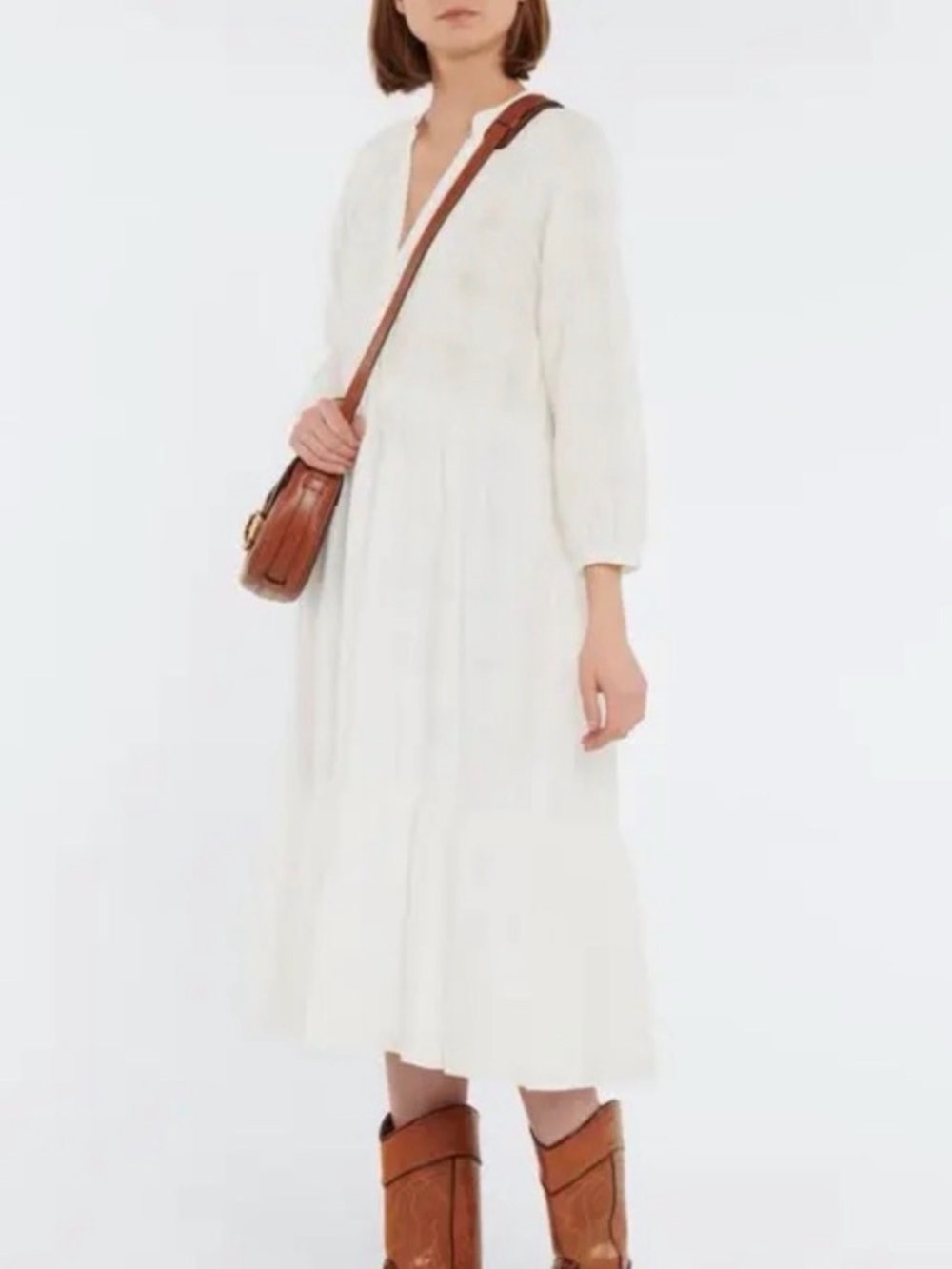 Like New - Veronica Beard Sarita White Tiered V-Neck Maxi Dress (XL) - Picture 6 of 13